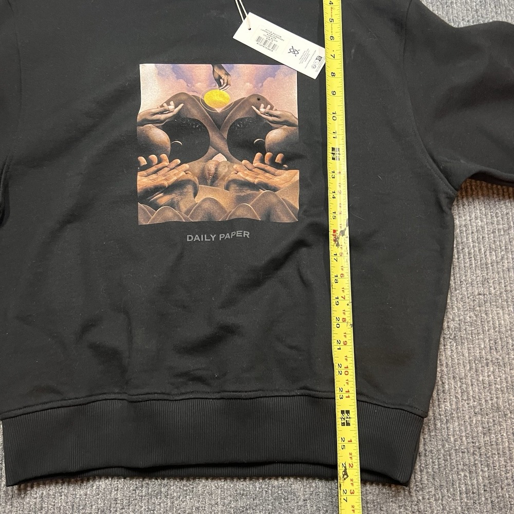 Daily Paper Mens Terry Sweatshirt Crew Neck Black Small Oversized Landscape New - Picture 6 of 10